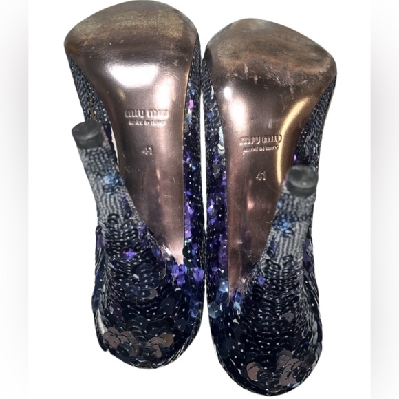 MIU MIU Sequin Embellishments Round ToePumpsHeels Size41 U.S. Size11 - Picture 8 of 15